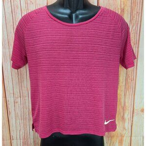 Nike Womens Pink Dri-Fit Mesh Short Sleeve Shirt Medium
